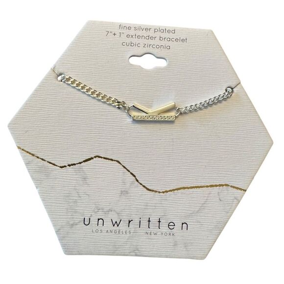 Unwritten Cubic Zirconia Initial Link Bracelet in Silver plated 7”+1” Initial K - Picture 3 of 3
